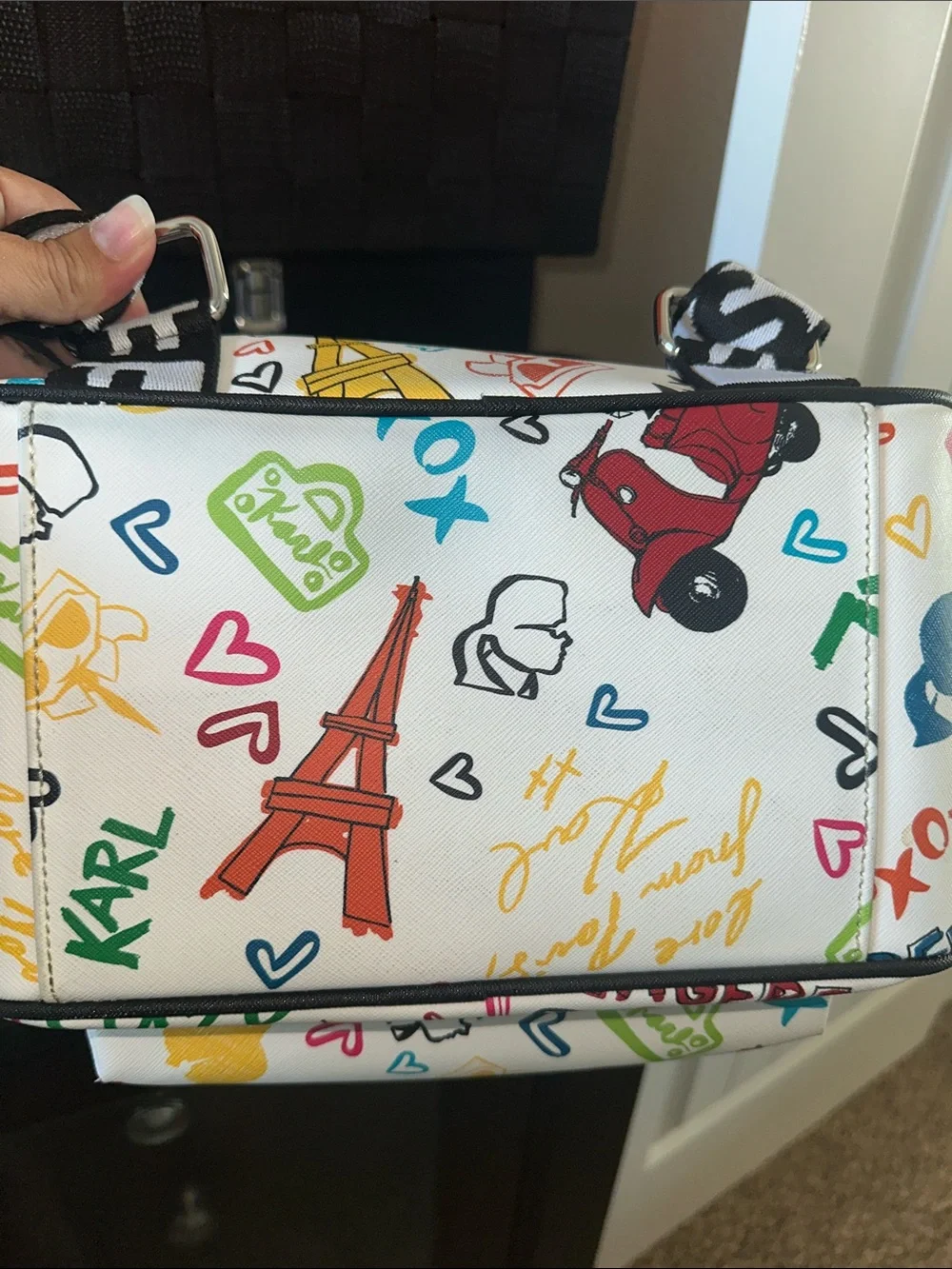 Karl Lagerfeld White Multicolor Kids Graphic Mini Backpack